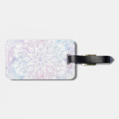 Étiquette À Bagage Fleur Mandala bleu rose magique (Dos horizontal)