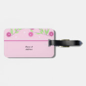Étiquette À Bagage Fleur Moderne Rose (Dos horizontal)