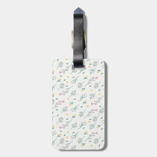 Étiquette À Bagage Fleur Motif Printemps Floral (Dos Vertical)