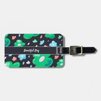 Étiquette À Bagage Fleur noire verte menthe croustillante en gelée
