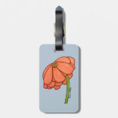 Étiquette À Bagage Fleur orange sur fond bleu (Dos Vertical)