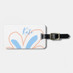 Étiquette À Bagage Fleur pastel orange bleu ajouter nom cadeau rétro