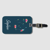 Étiquette À Bagage Fleur rose japonaise abstraite simple et moderne (Devant Horizontal)