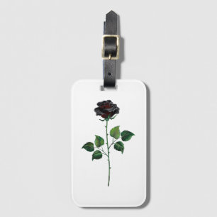 Étiquette À Bagage Fleur rose noire
