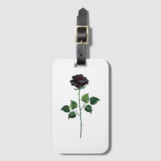 Étiquette À Bagage Fleur rose noire (Devant Vertical)
