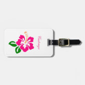 Étiquette À Bagage Fleur rose tropicale Thunder_Cove de ketmie (Devant horizontal)
