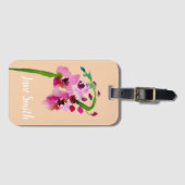 Étiquette À Bagage Fleur rose Verbascum art floral (Devant Horizontal)