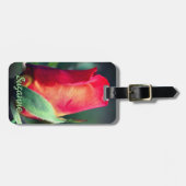 Étiquette À Bagage Fleur Rosebud rouge personnalisée (Devant horizontal)