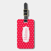 Étiquette À Bagage Fleur rouge vif pois nommés étiquette de bagages (Devant Vertical)