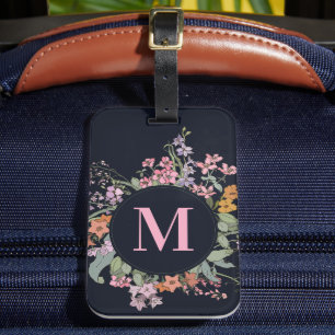 Étiquette À Bagage Fleur sauvage Monogramme Floral Pays Vintage Perso
