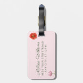 Étiquette À Bagage Fleur sauvage rose personnalisé (Dos Vertical)