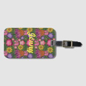Étiquette À Bagage Fleur sauvage Vert Floral Personnalisé (Devant Horizontal)