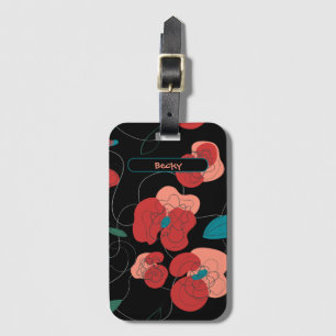 Étiquette À Bagage Fleur sauvage Wonderland   motif de fleurs stylisé