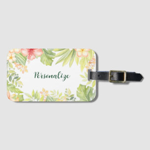 Étiquette À Bagage Fleur tropicale Pastel Floral Design Personnaliser