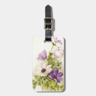 Étiquette À Bagage Fleur vintage d'anémone