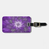 Étiquette À Bagage Fleur violette abstraite de l'art fractal psychedé (Devant horizontal)