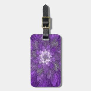 Étiquette À Bagage Fleur violette abstraite de l'art fractal psychedé