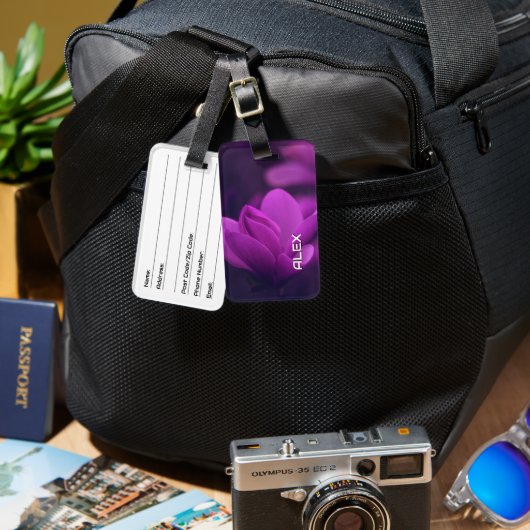 Étiquette À Bagage Fleur violette dans la lumière douce (Recto & Verso)