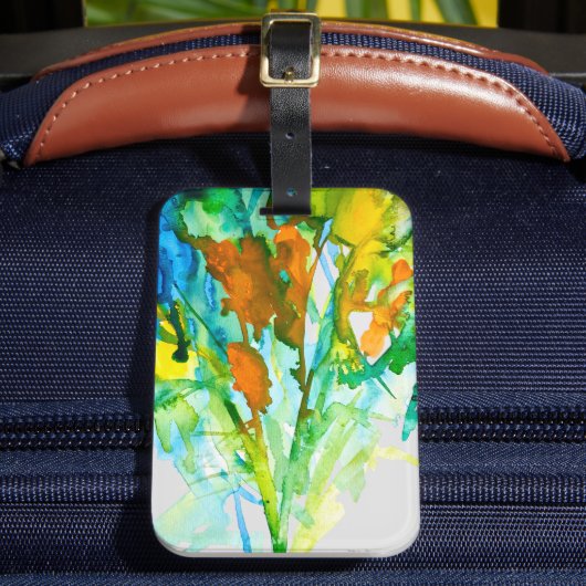 Étiquette À Bagage fleurs Abstraites d'aquarelle fleurie (Insitu Rectoal 2)