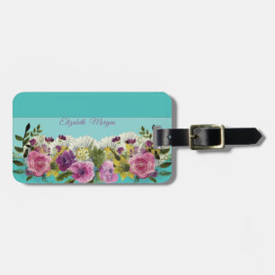 Étiquette À Bagage Fleurs Aquarelles Adorables