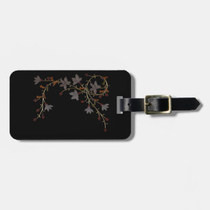 Étiquette À Bagage Fleurs Art Déco sur fond noir