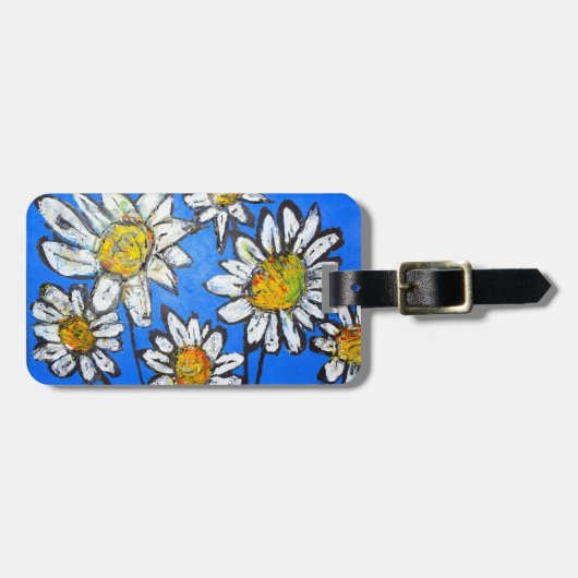 Étiquette À Bagage Fleurs avec pédales blanches (Devant horizontal)