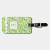 Étiquette À Bagage Fleurs blanches customisées Sage Vert (Devant horizontal)