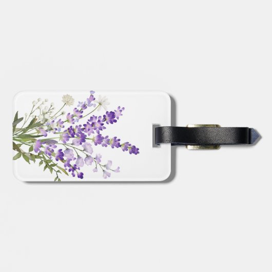 Étiquette À Bagage Fleurs blanches de lavande (Dos horizontal)