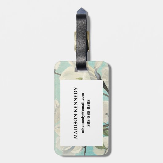 Étiquette À Bagage Fleurs blanches des sud (Dos Vertical)