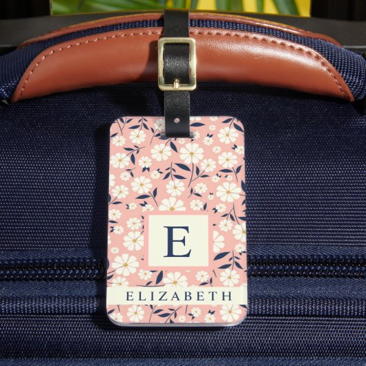 Étiquette À Bagage Fleurs blanches florales rose customisées (Insitu Rectoal 2)