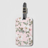 Étiquette À Bagage Fleurs blanches roses jolies (Devant Vertical)