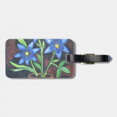Étiquette À Bagage Fleurs bleues (Dos horizontal)