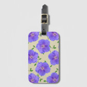 Étiquette À Bagage Fleurs bleues douces de géranium sur toute couleur (Devant Vertical)