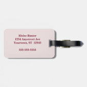 Étiquette À Bagage Fleurs bleues et roses Pink Back (Dos horizontal)