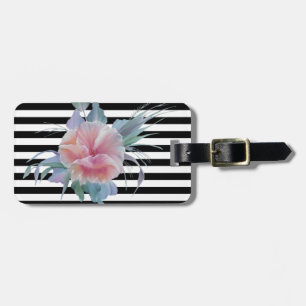 Étiquette À Bagage Fleurs Chic Moderne Féminin , Rayures