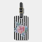 Étiquette À Bagage Fleurs Chic Moderne Féminin , Rayures (Devant Vertical)