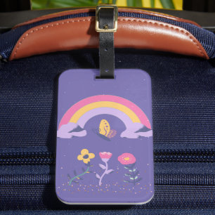 Étiquette À Bagage Fleurs Cloud Arc-en-ciel