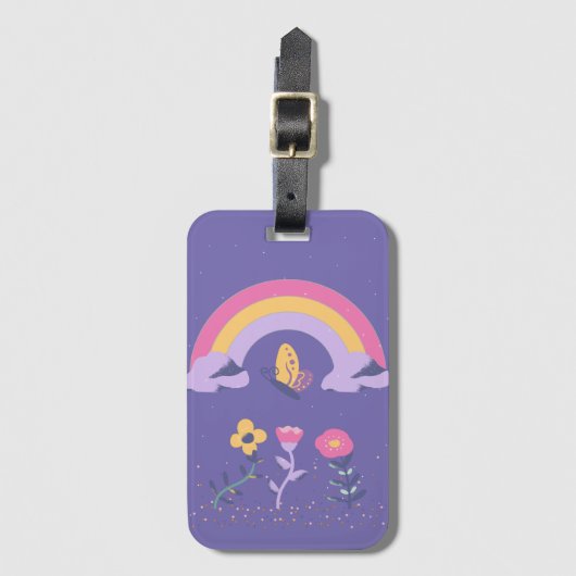 Étiquette À Bagage Fleurs Cloud Arc-en-ciel (Devant Vertical)