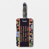 Étiquette À Bagage Fleurs colorées à personnaliser et adresser (Dos Vertical)