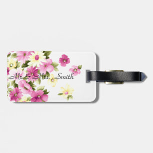 Étiquette À Bagage Fleurs colorées adorables de fille en fleurs