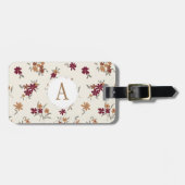 Étiquette À Bagage Fleurs Dainty Gold Maroon (Devant horizontal)