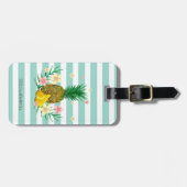 Étiquette À Bagage Fleurs d'ananas à la menthe Blancs (Devant horizontal)