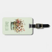 Étiquette À Bagage Fleurs dans un pot Cozy Shabby Mignon (Devant horizontal)