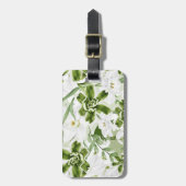 Étiquette À Bagage Fleurs d'aquarelle blanche 2 (Devant Vertical)