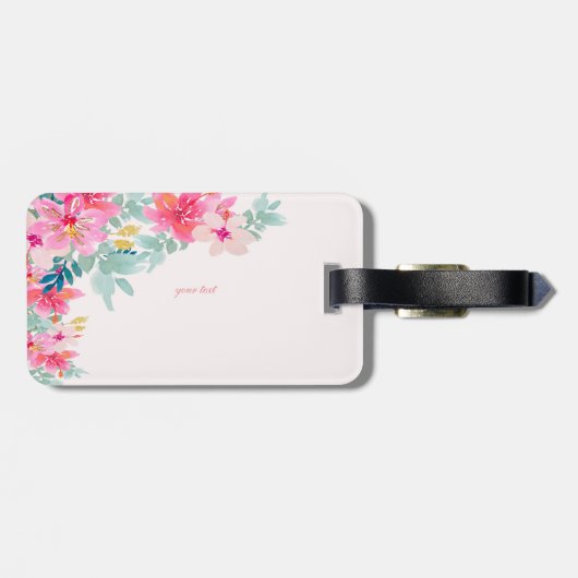 Étiquette À Bagage Fleurs d'aquarelle chic, Message de motivation (Dos horizontal)
