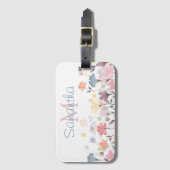 Étiquette À Bagage Fleurs d'aquarelle douces personnalisées (Devant Vertical)