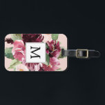 Étiquette À Bagage Fleurs d'aquarelle modernes Monogrammes<br><div class="desc">Fleurs d'aquarelle modernes Monogrammes</div>