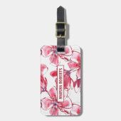 Étiquette À Bagage Fleurs d'aquarelle monogrammes (Devant Vertical)
