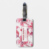 Étiquette À Bagage Fleurs d'aquarelle monogrammes (Dos Vertical)