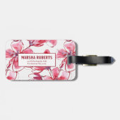 Étiquette À Bagage Fleurs d'aquarelle monogrammes (Dos horizontal)